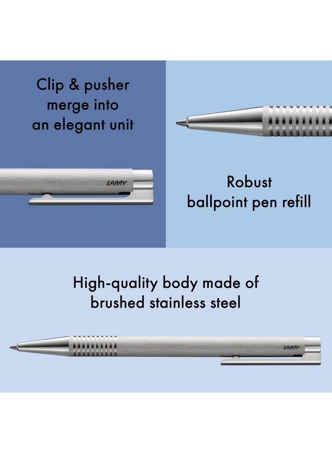 لامي قلم حبر جاف بشعار لامى - علبة أنيقة وقوية من الفولاذ المقاوم للصدأ - عرض الخط M - بما في ذلك عبوة إعادة تعبئة كبيرة M 16 باللون الأسود - Image 4