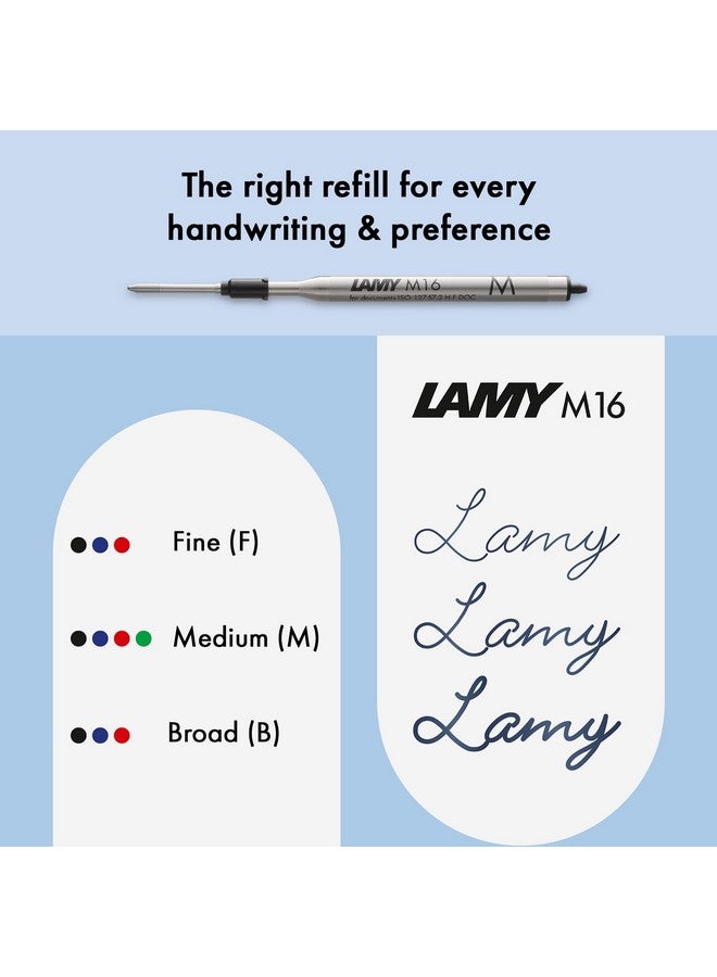 لامي قلم حبر جاف بشعار لامى - علبة أنيقة وقوية من الفولاذ المقاوم للصدأ - عرض الخط M - بما في ذلك عبوة إعادة تعبئة كبيرة M 16 باللون الأسود - Image 5