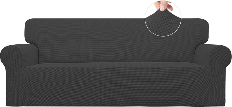Easy-Going Stretch Sofa Slipcover - Dark Gray 1-Piece Furniture Protector - Image 1