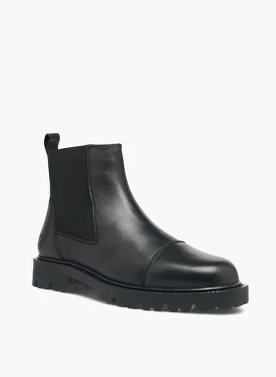 دوتشيني Mens Solid Slip-On Chelsea Boots