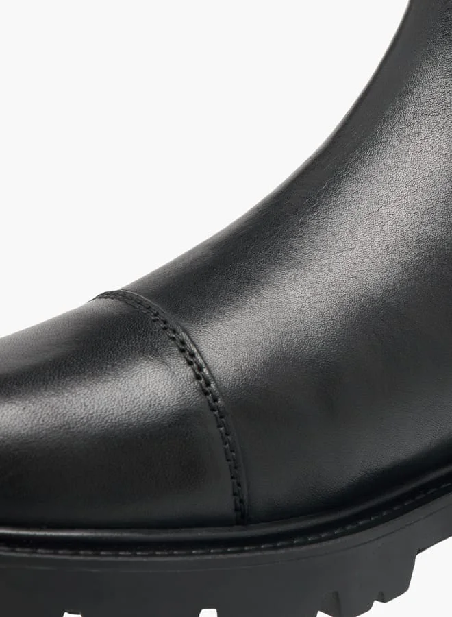 دوتشيني Mens Solid Slip-On Chelsea Boots