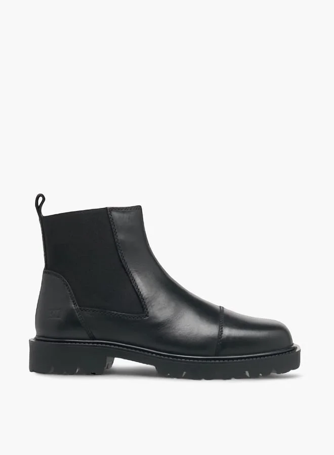 دوتشيني Mens Solid Slip-On Chelsea Boots