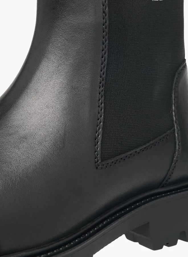 دوتشيني Mens Solid Slip-On Chelsea Boots