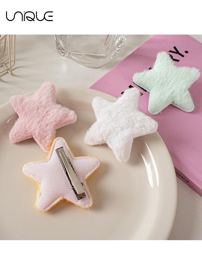 Unique 10 Pcs Fluffy Star Hair Clips Y2K Cute Hair Barrettes Plush Fuzzy Star Shaped Alligator Duckbill Clips Decorative Colorful Accessories for Women Girls - Image 3