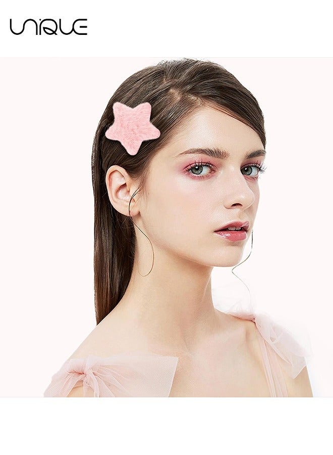 Unique 10 Pcs Fluffy Star Hair Clips Y2K Cute Hair Barrettes Plush Fuzzy Star Shaped Alligator Duckbill Clips Decorative Colorful Accessories for Women Girls - Image 5