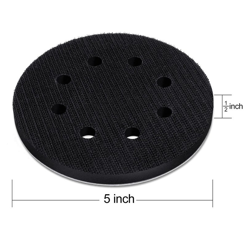 POLIWELL 5 Inch 8 Holes Interface Pad, 5” Orbital Sander Foam Pad for 5 in Orbital Sander, Hook and Loop Soft Sponge Cushion Buffing Pads Sanding Pads Backing Pads, Pack of 2 - Image 2