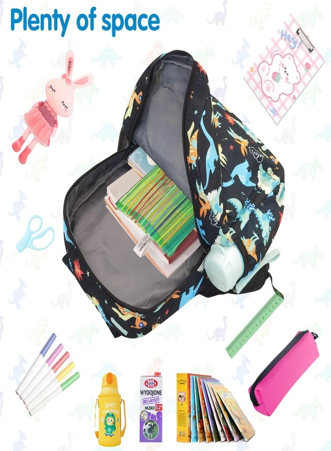 VGJ Kids Backpack for Girls Boys - 15 Inch Dinosaur Childrens Backpack Cute School Bag Kindergarten Backpack for Ages 3-8, Black - Image 3