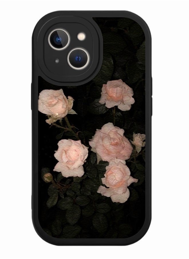 Motim - iPhone 14 Plus Protective Case, Vintage Flower Pattern Phone Case, Soft Silicone Shockproof Scratch-resistant Full Protective Cover, Girls Women Slim Case Cover - Image 1