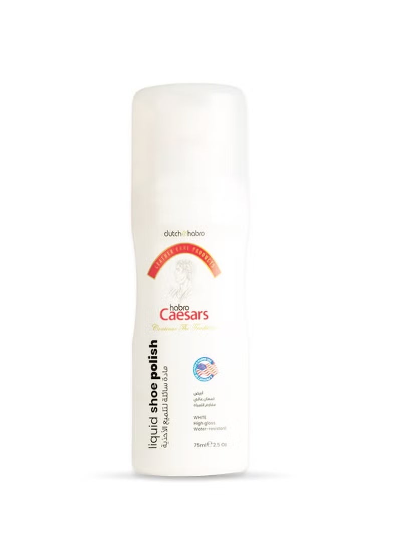 Habro Caesars Liquid Shoe Polish – White, High Gloss, Water-Resistant