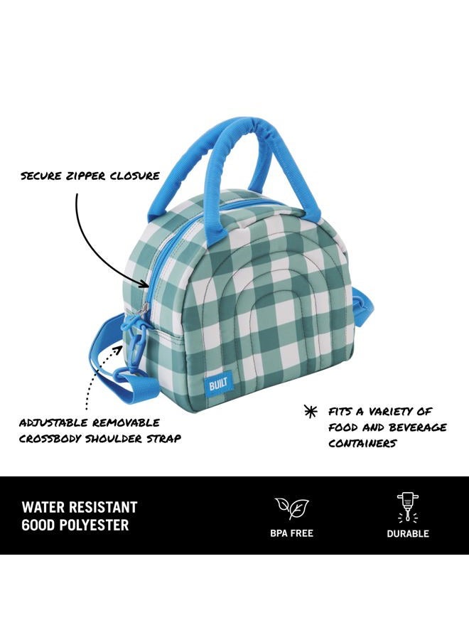 BUILT Puffer Water-resistant Polyester Satchel, Lightweight Insulated and Reusable with Detachable Adjustable Strap, Forest Gingham - Image 2