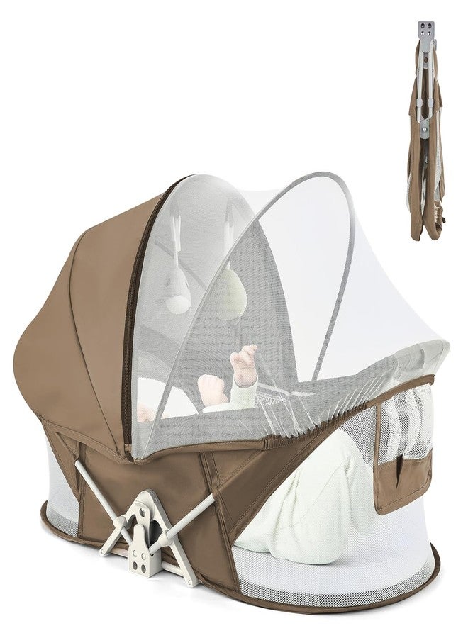 ISELECTOR Portable Baby Bassinet Travel Baby Bed, Baby Cribs Travel Pod for Outdoors Baby Lounger Infant Travel Bed with Mosquito Net and Sunshade Canopy, Lightweight Washable - Image 1