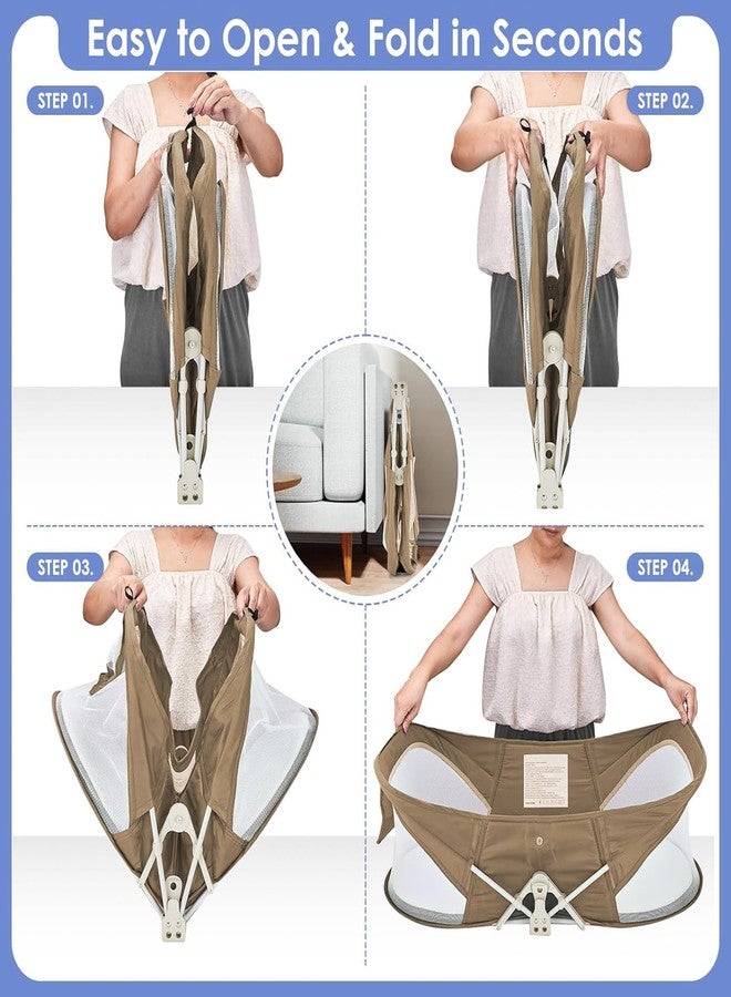 ISELECTOR Portable Baby Bassinet Travel Baby Bed, Baby Cribs Travel Pod for Outdoors Baby Lounger Infant Travel Bed with Mosquito Net and Sunshade Canopy, Lightweight Washable - Image 5
