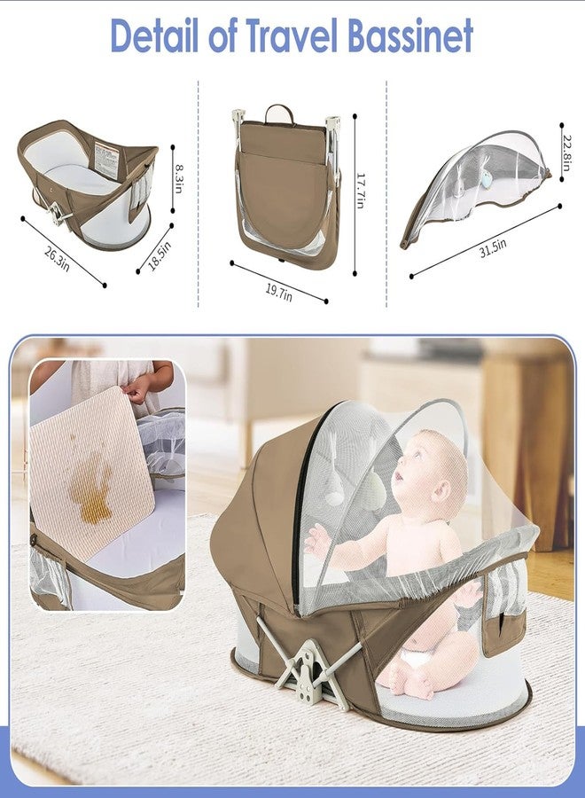 ISELECTOR Portable Baby Bassinet Travel Baby Bed, Baby Cribs Travel Pod for Outdoors Baby Lounger Infant Travel Bed with Mosquito Net and Sunshade Canopy, Lightweight Washable - Image 2
