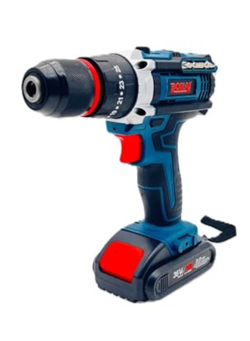 BONAI High-Power 36V Cordless Impact Drill Kit with Lithium Batteries, Combi Hammer Driver Set for Metal, Wood, Wall Drilling and Screw Tasks - Image 1