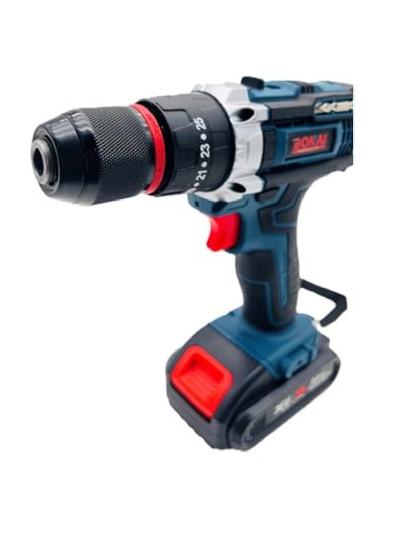 BONAI High-Power 36V Cordless Impact Drill Kit with Lithium Batteries, Combi Hammer Driver Set for Metal, Wood, Wall Drilling and Screw Tasks - Image 5