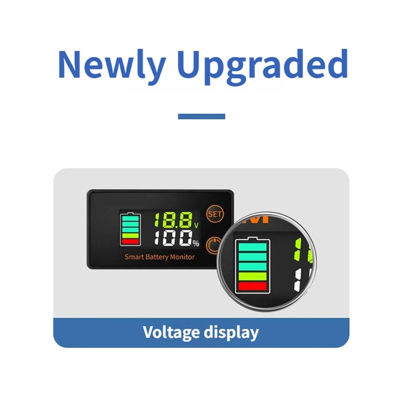 جهاز اختبار جهود بطاريات LCD واضح العرض، يتميز بنطاق قياس واسع من 8 إلى 100 فولت، واستجابة سريعة، ودقة عالية، مما يجعله أداة مثالية لقياس جهود البطاريات بكفاءة عالية. - Image 5