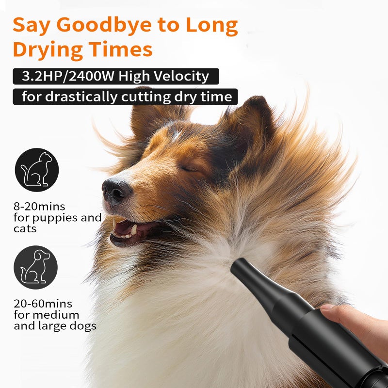 PETNF Dog Dryer for Pet Grooming, Dog Hair Dryer Blower Dog Blow Dryer High Velocity Air Forced Blow Dryer for Large Dogs,Noise Reduction Pet Hair Dryer 3.2HP Adjustable Speed Temp Dogs Grooming Bath - Image 2