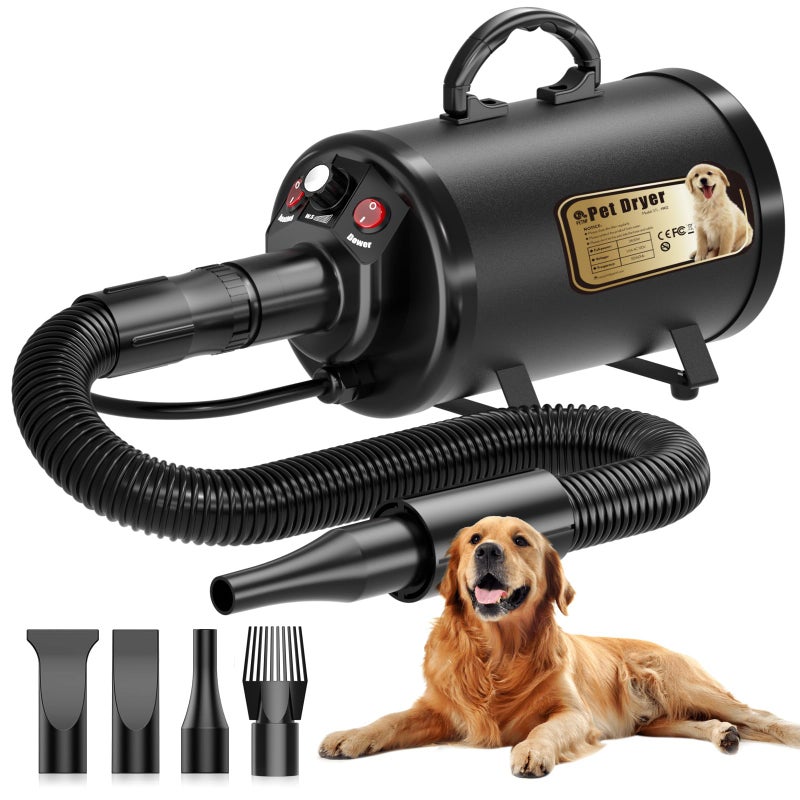 PETNF Dog Dryer for Pet Grooming, Dog Hair Dryer Blower Dog Blow Dryer High Velocity Air Forced Blow Dryer for Large Dogs,Noise Reduction Pet Hair Dryer 3.2HP Adjustable Speed Temp Dogs Grooming Bath - Image 1