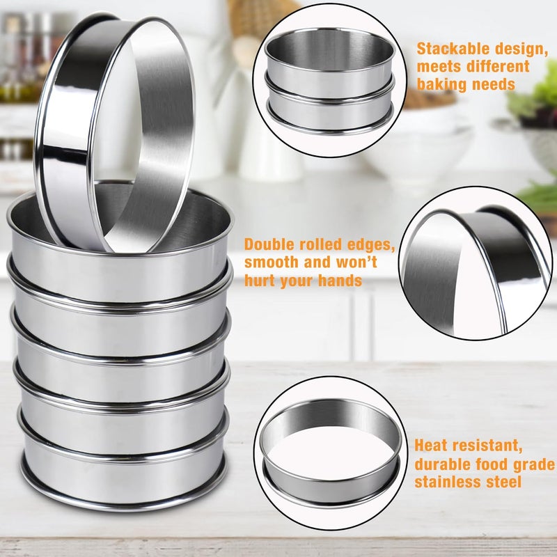 AIDOIT 6 قطع حلقات مافن إنجليزي، 4 بوصة من الفولاذ المقاوم للصدأ مزدوجة اللف، حلقات كعك وتارت - Image 5
