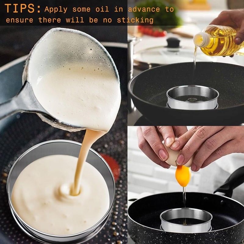 AIDOIT 6 قطع حلقات مافن إنجليزي، 4 بوصة من الفولاذ المقاوم للصدأ مزدوجة اللف، حلقات كعك وتارت - Image 3