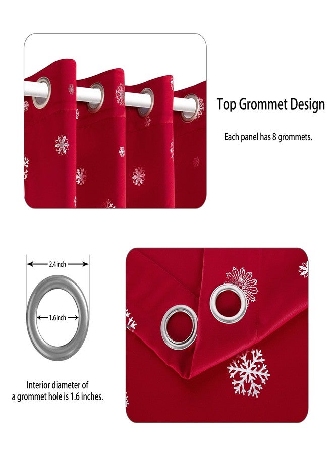 LORDTEX Snowflake Foil Print Christmas Curtains for Living Room and Bedroom - Thermal Insulated Blackout Curtains, Noise Reducing Window Drapes, 52 x 84 Inches Long, Red, Set of 2 Curtain Panels - Image 4