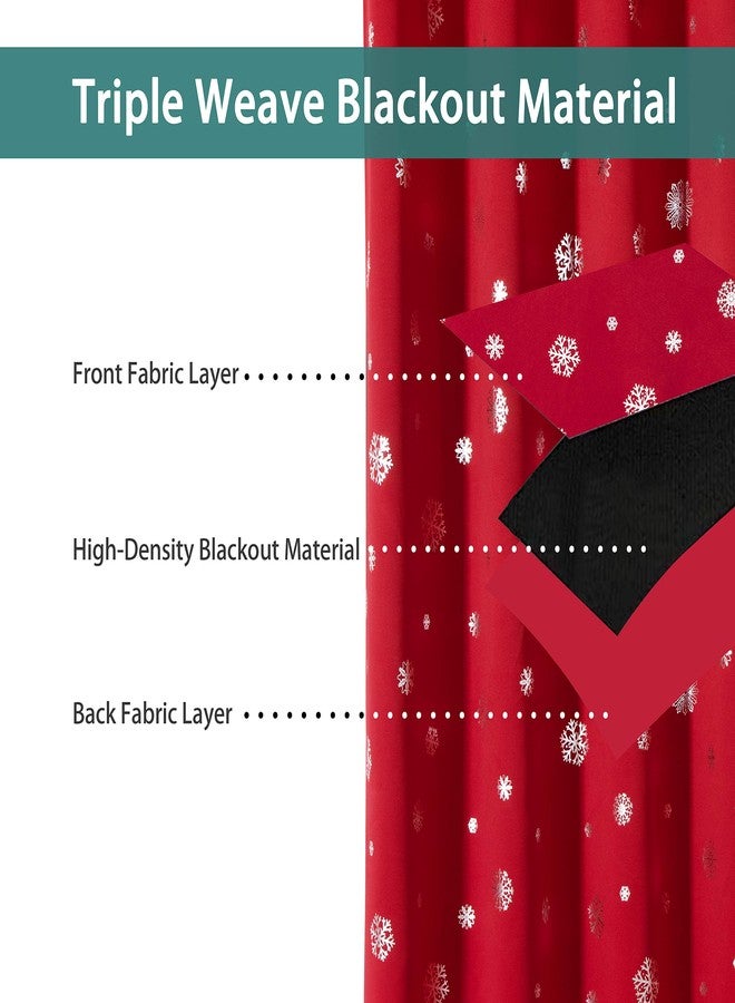 LORDTEX Snowflake Foil Print Christmas Curtains for Living Room and Bedroom - Thermal Insulated Blackout Curtains, Noise Reducing Window Drapes, 52 x 84 Inches Long, Red, Set of 2 Curtain Panels - Image 3