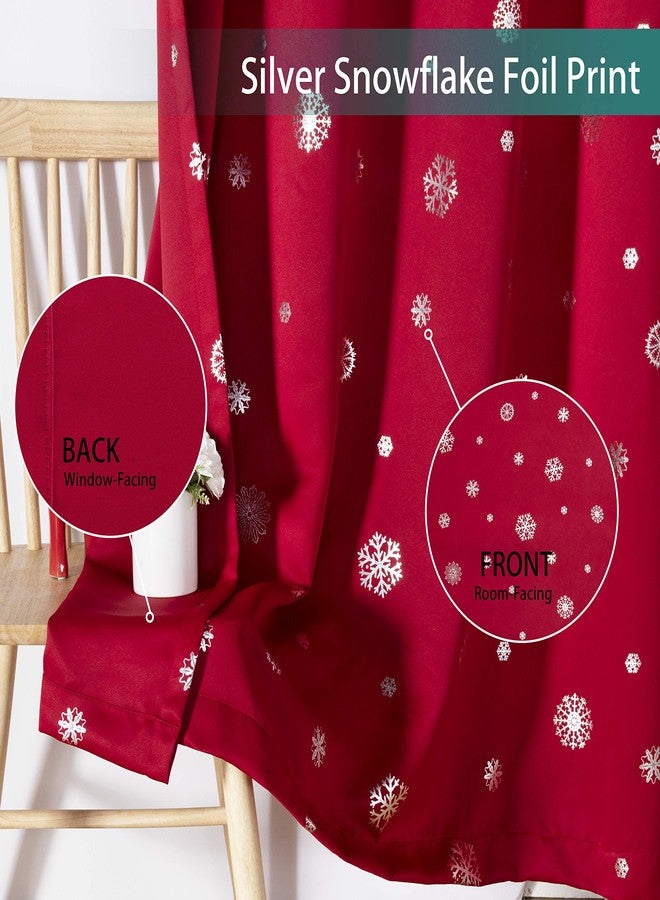 LORDTEX Snowflake Foil Print Christmas Curtains for Living Room and Bedroom - Thermal Insulated Blackout Curtains, Noise Reducing Window Drapes, 52 x 84 Inches Long, Red, Set of 2 Curtain Panels - Image 5