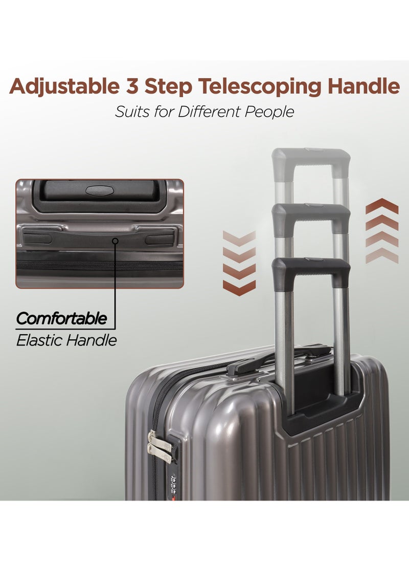 Aklsvion Aklsvion Luggage Sets 3 Piece With Spinner Wheels Lightweight Durable Carry On Cabin Travel Suitcase With Digital Lock Hard Shell ABS+PC 20/24/28 Inch Grey  - Image 3