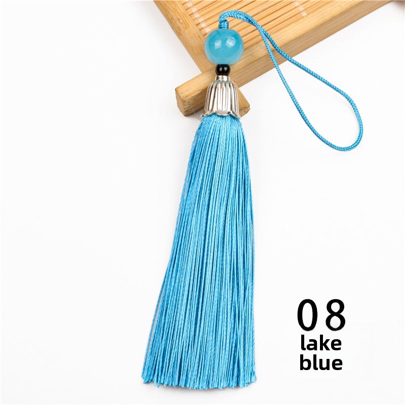 Generic Metal Cap Tassel Feng Shui Charm Pendant lake blue