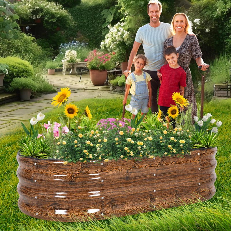 1MORE Galvanized Raised Garden Bed- Planter Garden Boxes Outdoor, Raised Beds for Gardening, 4x2x1ft Metal Garden Bed Kit for Vegetables Flower, Planter Raised Beds with Tools.Grain-2pack - Image 2