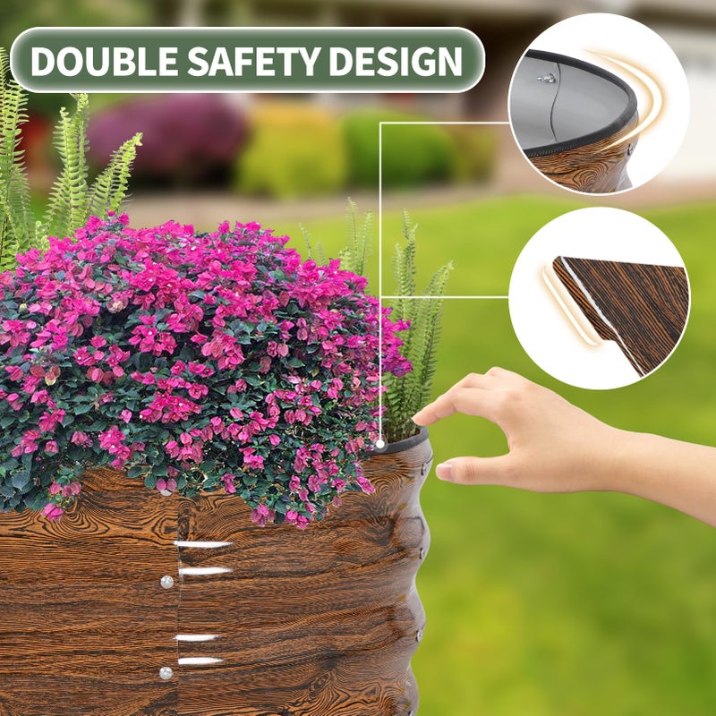 1MORE Galvanized Raised Garden Bed- Planter Garden Boxes Outdoor, Raised Beds for Gardening, 4x2x1ft Metal Garden Bed Kit for Vegetables Flower, Planter Raised Beds with Tools.Grain-2pack - Image 4