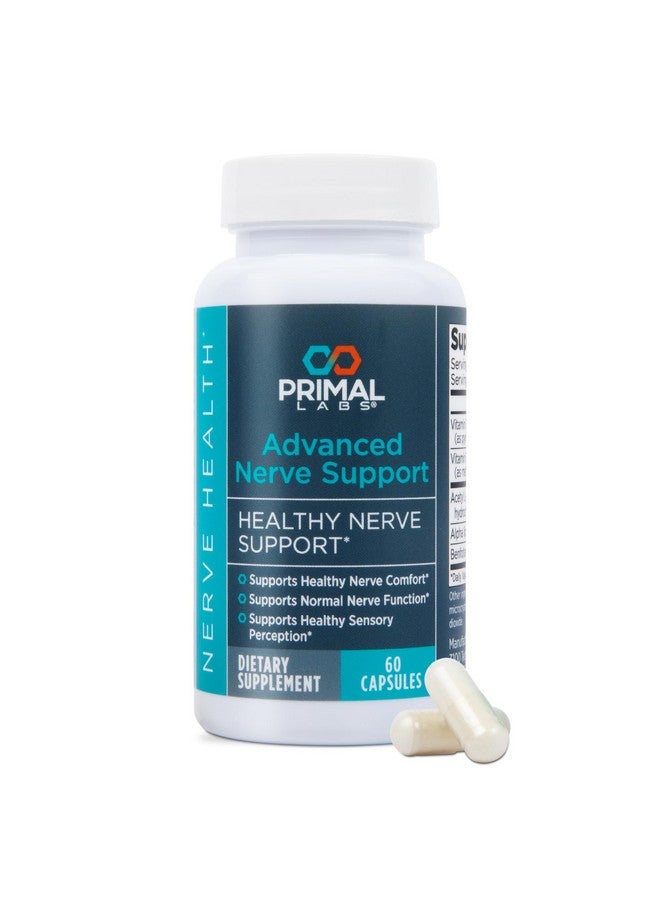Primal Labs دعم الأعصاب المتقدم من برايمال لابز - مكمل صحة الأعصاب مع بنفوتيامين، ب6، ب12، حمض ألفا ليبويك، أسيتيل-ل-كارنيتين - صحة الأعصاب، القدمين، الساقين، الوظيفة الحسية، الراحة - 60 حبة - Image 1