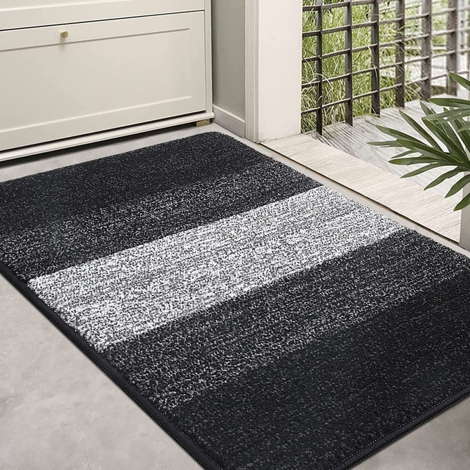 INDOOR OUTDOOR DOOR MAT 36X24 NONSLIP ABSORBENT DIRT TRAPPER LOWPROFILE WASHABLE INSIDE ENTRANCE FRONT FLOOR MAT STURDY SOFT ENTRY DOORMATS FOR ENTRYWAY BLACK
