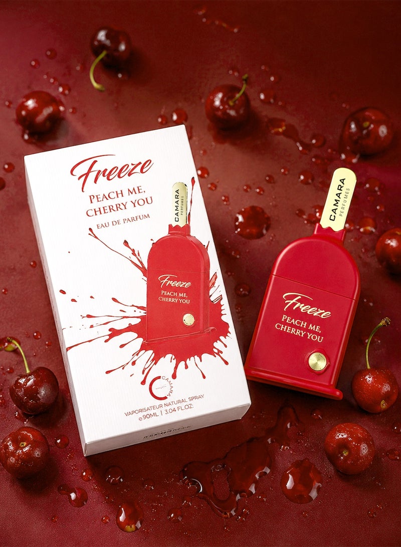 Camara Freeze Peach Me Cherry You EDP by Camara Perfumes 90ml | Floral Fruity Gourmand Unisex Long-Lasting Perfume with Cherry & Peach - Image 2