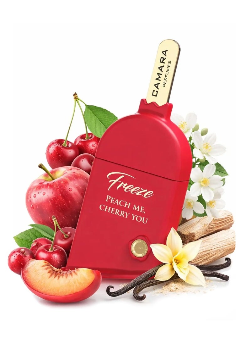 Camara Freeze Peach Me Cherry You EDP by Camara Perfumes 90ml | Floral Fruity Gourmand Unisex Long-Lasting Perfume with Cherry & Peach - Image 3