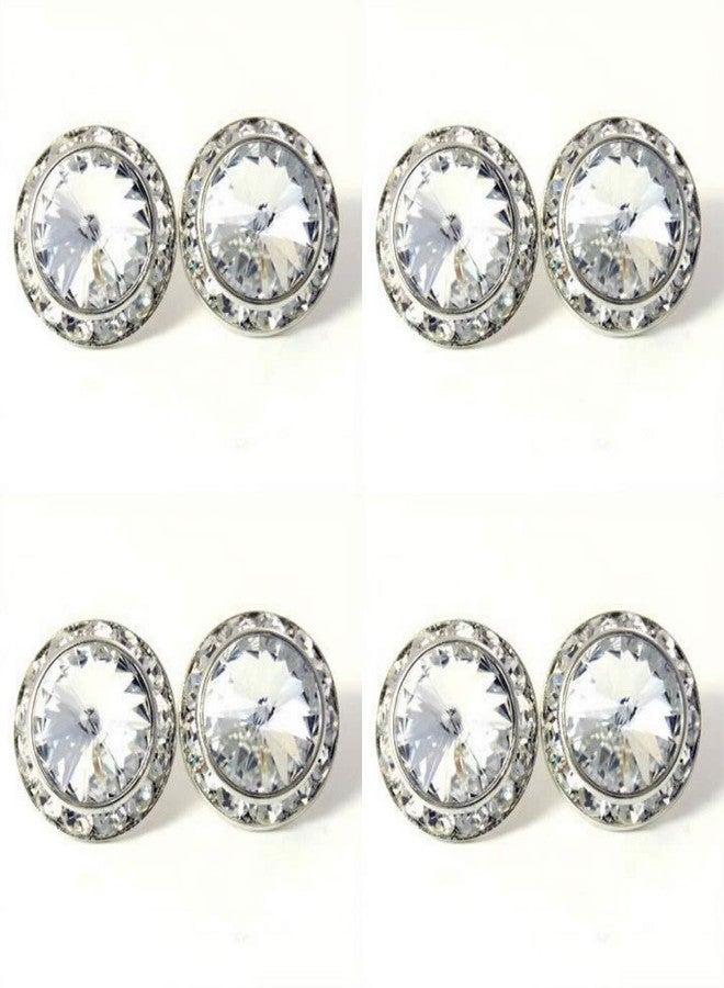 DOLON 4 Pairs 17mm Round Shaped Acrylic Stone Crystal Post Earring Studs Jewelry Gift for Women Bridal Wedding Casual Stage Everyday Wear Jewelry Clear - Image 2