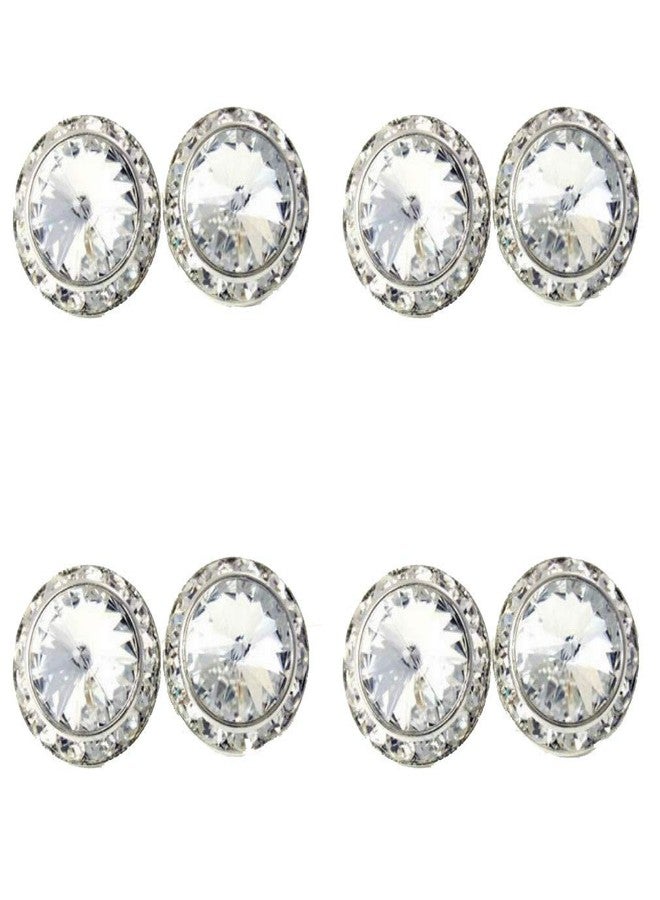 DOLON 4 Pairs 17mm Round Shaped Acrylic Stone Crystal Post Earring Studs Jewelry Gift for Women Bridal Wedding Casual Stage Everyday Wear Jewelry Clear - Image 1