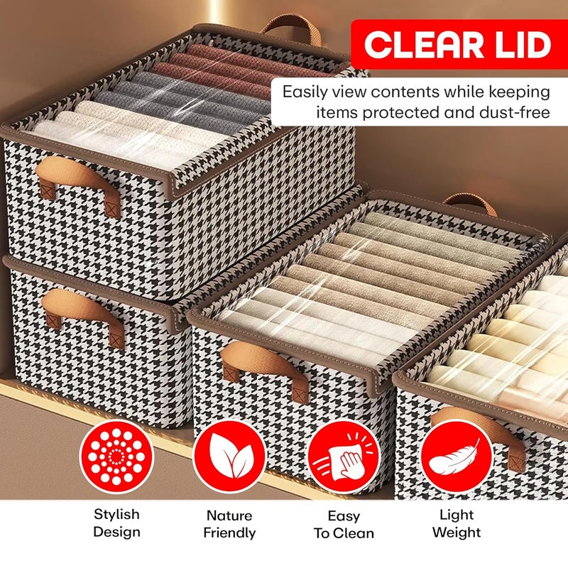 PRIME PICK Storage Box Cloth Organiser Pack of 1 XXL clothes organizer NonWoven Wardrobe Organizer for Storage Foldable Washable Box with Lid Metal Frame Handles Ideal for Almirah Drawer etc - Image 4