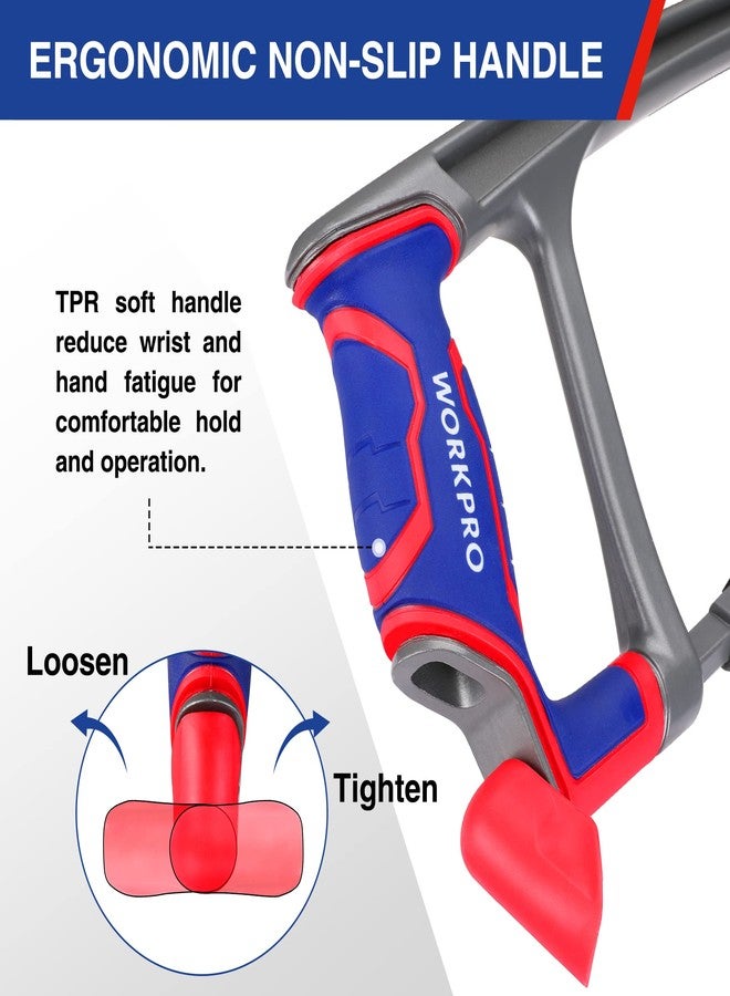 ووركبرو منشار WORKPRO مقاس 12 بوصة مع شفرتين إضافيتين منشار ثنائي المعدن، منشار متين قابل للتعديل بزاوية 45/90 للمعادن والخشب وأنابيب PVC - Image 3