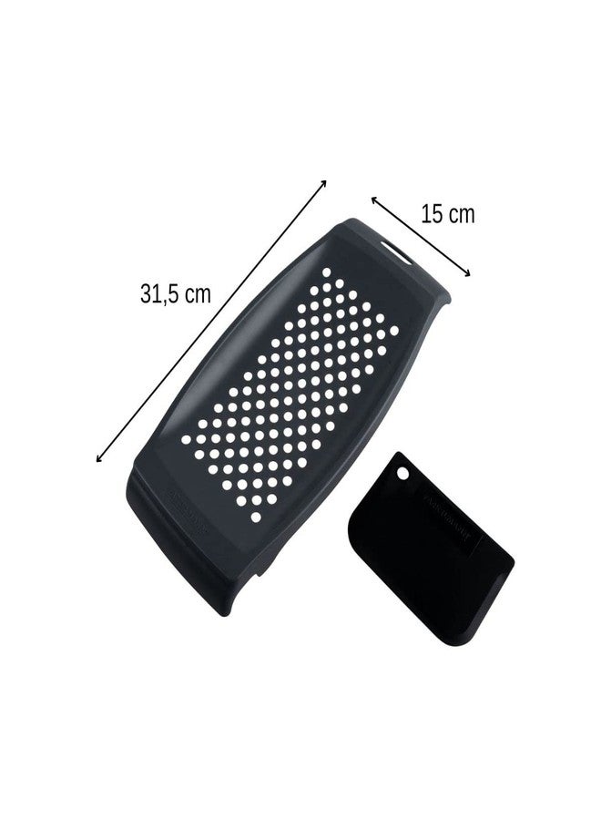 Fackelmann 12.4 x 5.9 x 1" Plastic Spatzle Grater With Scraper, White/Black - Image 3