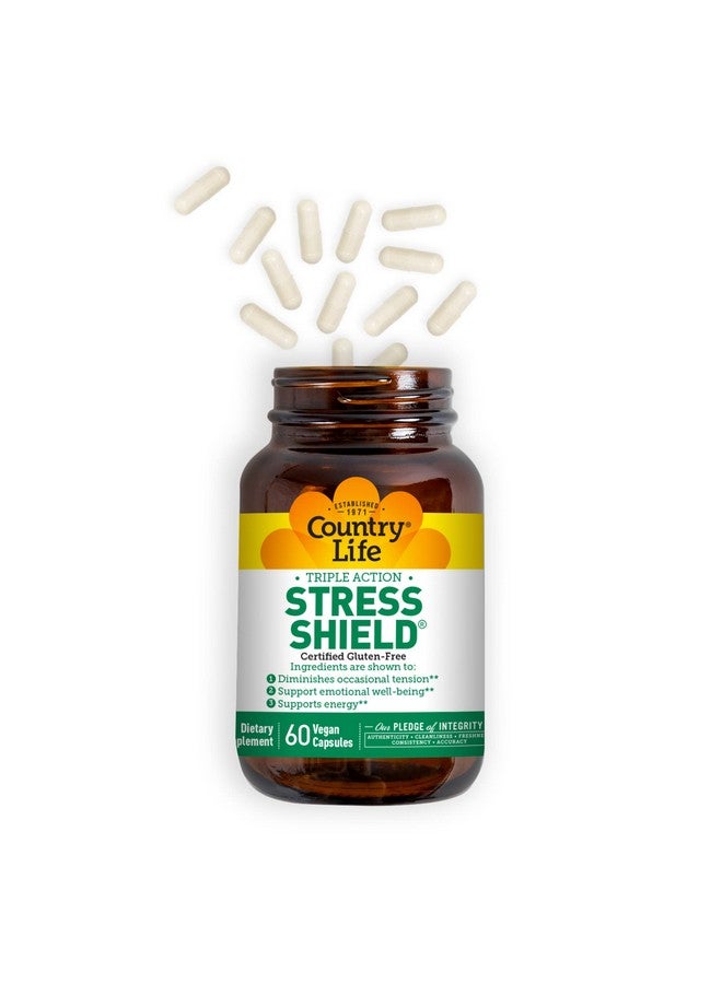 Country Life Country Life Stress Shield - Stress & Tension Relief Supplement with Ashwagandha, B-Vitamins for Energy & Emotional Well-Being, Supports Mental Clarity & Resilience, Gluten-Free, Vegan, 60 Capsules  - Image 3