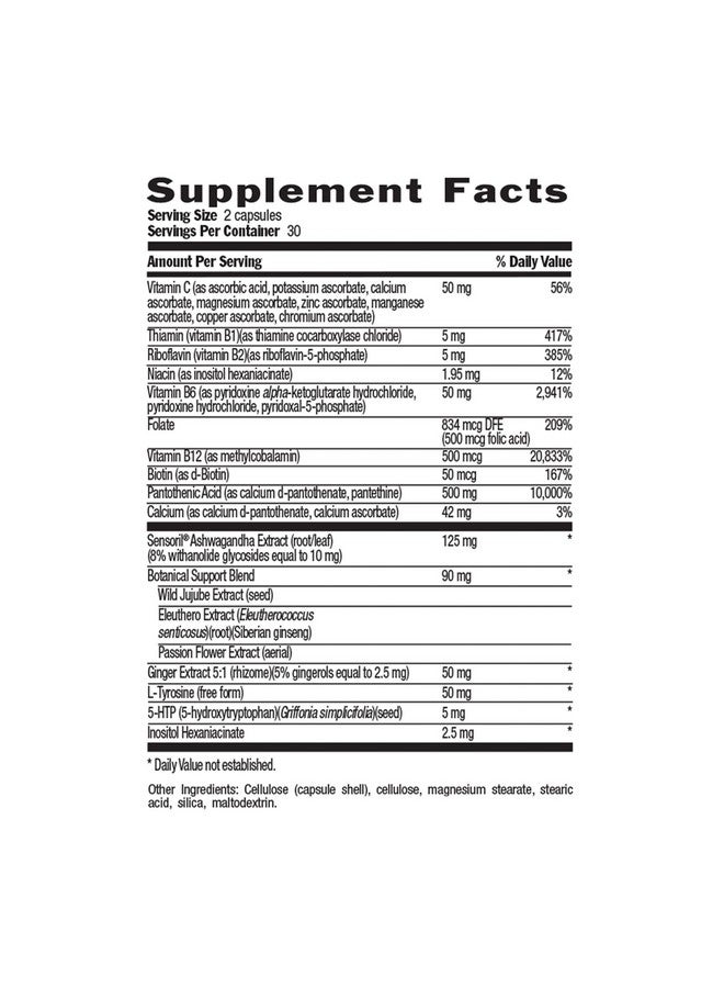 Country Life Country Life Stress Shield - Stress & Tension Relief Supplement with Ashwagandha, B-Vitamins for Energy & Emotional Well-Being, Supports Mental Clarity & Resilience, Gluten-Free, Vegan, 60 Capsules  - Image 2