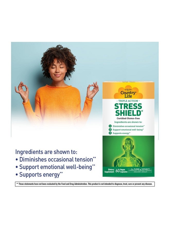 Country Life Country Life Stress Shield - Stress & Tension Relief Supplement with Ashwagandha, B-Vitamins for Energy & Emotional Well-Being, Supports Mental Clarity & Resilience, Gluten-Free, Vegan, 60 Capsules  - Image 4