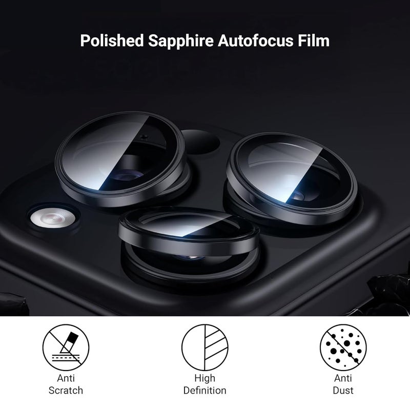 Daily Objects CERO Aluminium Camera Lens Protector for iphone 17 | Tough HD Glass Protectors|Dust Proof|Water Resistant|Ultra Clear HD Image Quality|9H Hardness|3D ring|Shock Proof Alloy - Black - Image 5