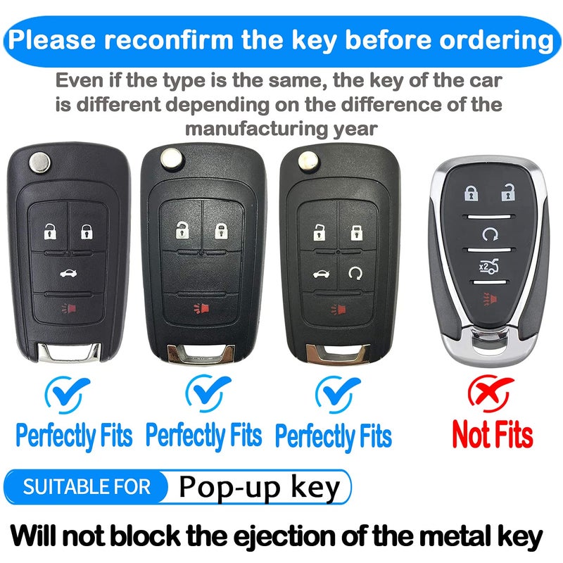 Sindeda for Chevrolet Key Fob Cover with Keychain TPU Full Protection Key Shell Case Compatible with Equinox Camaro Cruze Malibu Sonic Volt Park Impala Buick Encore Allure Regal-Blue - Image 2