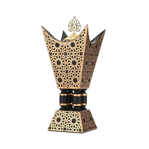 TERSCHELLING Bakhoor Incense Burner, Oud Frankincense Resin Burner 8.85Inches Tall,Charcoal Incense Burner - for Yoga, Spa Aromatherapy, Office & Home Decor (Trophy Shape) (Black) - Image 1