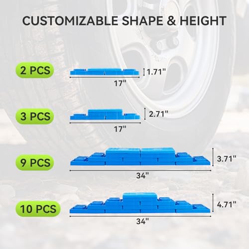 RVMATE RV Leveling Blocks 12 Pack, Heavy Duty Camper Leveling Blocks, Leveling Blocks for RVs, Reduce Trailer Movement, Trailer Leveling Blocks Great for Single and Dual Wheels - Image 4