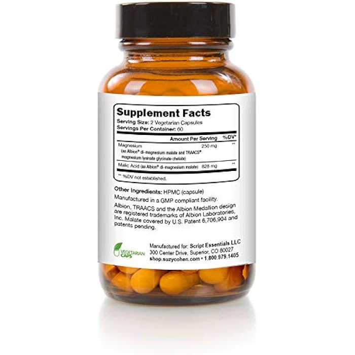 Script Essentials Chelated Magnesium Capsules 45 Servings - Supports Nerve and Muscle Function - 90 Capsules - by Suzy Cohen, RPh - Image 3