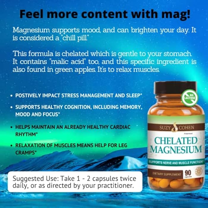 Script Essentials Chelated Magnesium Capsules 45 Servings - Supports Nerve and Muscle Function - 90 Capsules - by Suzy Cohen, RPh - Image 5