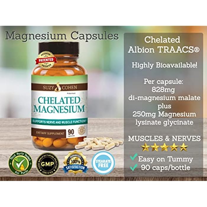 Script Essentials Chelated Magnesium Capsules 45 Servings - Supports Nerve and Muscle Function - 90 Capsules - by Suzy Cohen, RPh - Image 2